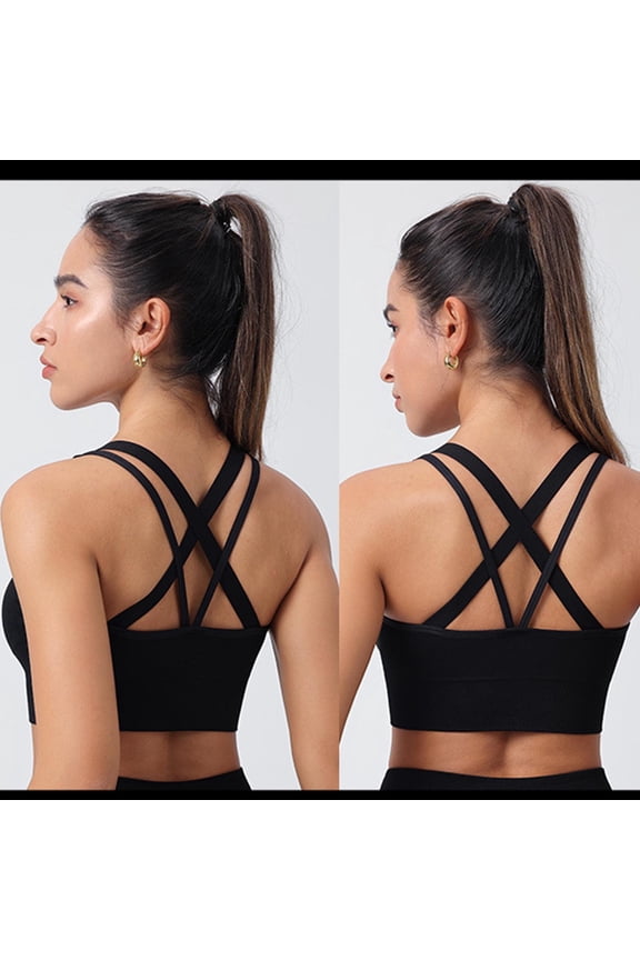 Padded Sports Bra Womens High Support Bra with Adjustable Strap Racerback, Longline Sports Bra for Workout Gym Yoga Crop Tank Top, Large Bust
