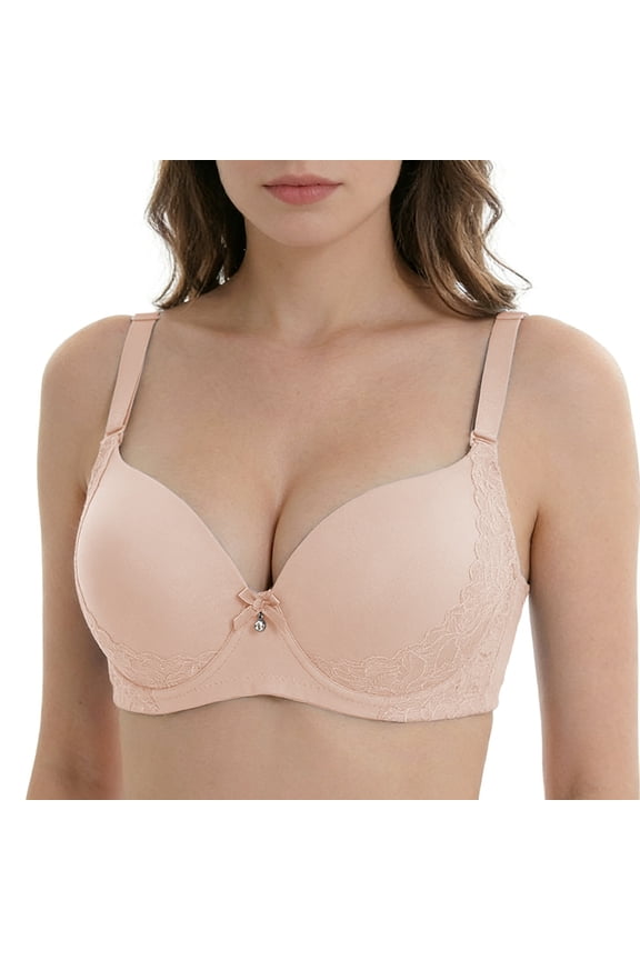 Txenfivo Plus Size Bras for Women Lace Push Up Full Coverage Underwire T-Shirt Bra Lightly Lined Womens Everyday Comfort Bra, 36C-50DDD