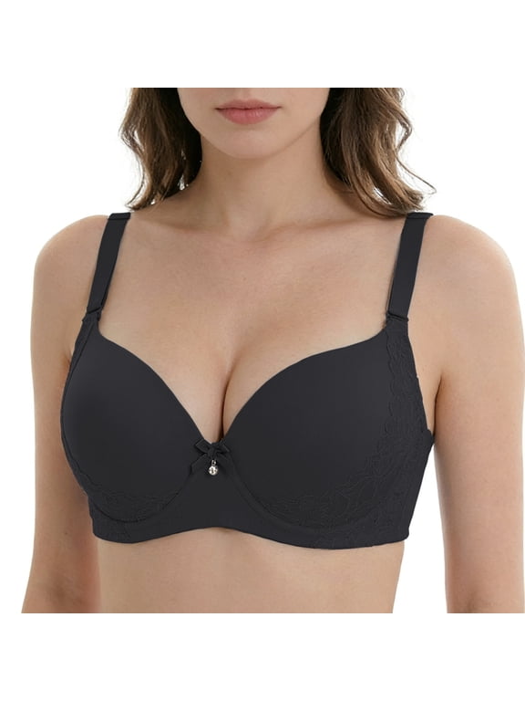 Txenfivo Plus Size Bras for Women Lace Push Up Full Coverage Underwire T-Shirt Bra Lightly Lined Womens Everyday Comfort Bra, 36C-50DDD