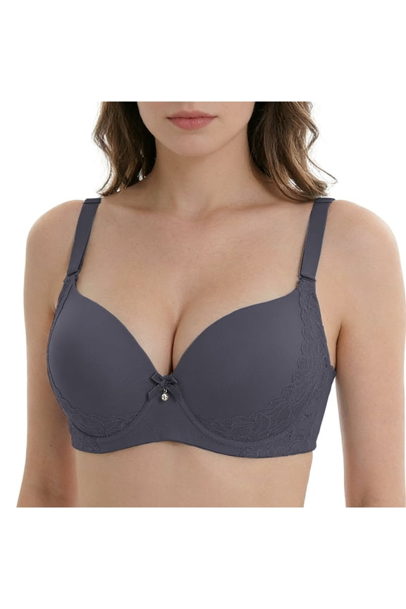 Txenfivo Plus Size Bras for Women Lace Push Up Full Coverage Underwire T-Shirt Bra Lightly Lined Womens Everyday Comfort Bra, 36C-50DDD