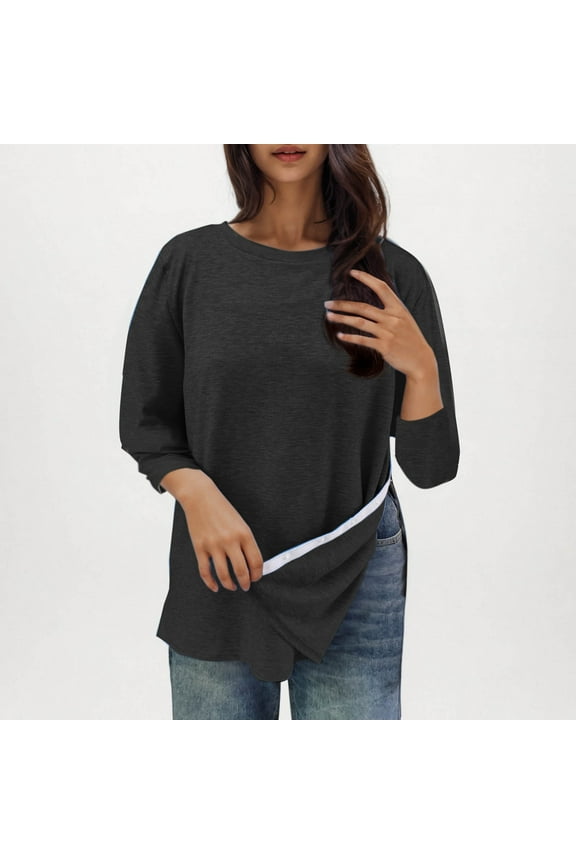 Post Shoulder Surgery Shirts for Women 3/4 Length Sleeve Rotator Cuff Chest Recovery Shirt Tearaway Snap Open Design Tee, Black, S-2XL