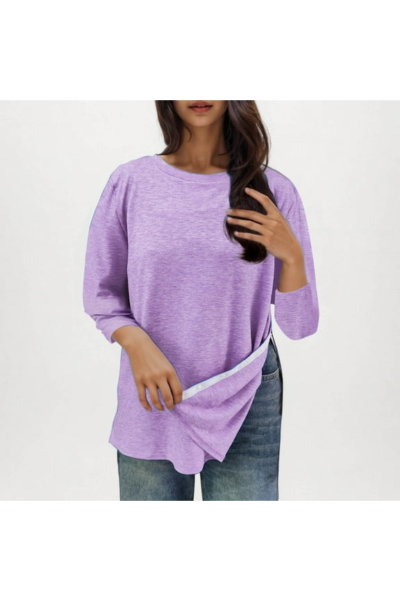Post Shoulder Surgery Shirts for Women 3/4 Length Sleeve Rotator Cuff Chest Recovery Shirt Tearaway Snap Open Design Tee, Purple, S-2XL