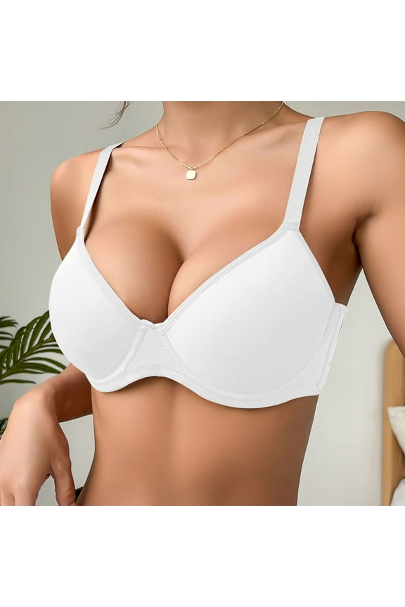 Txenfivo Push Up Bras for Women Full Coverage Plunge Underwire T-Shirt Bra Padded Push Up Bra for Everyday Comfort, 32B-40C