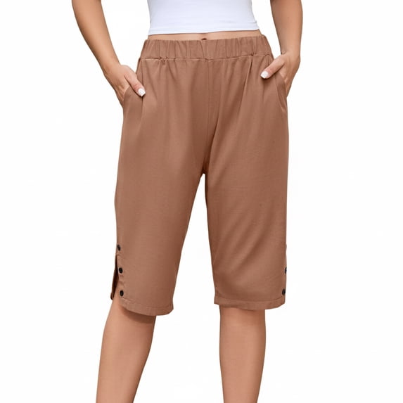 Livrdious Bermuda Shorts for Women High Waisted Wide Leg Loose Fit Shorts Womens Summer Linen Shorts with Pockets, Knee Length, S–5X