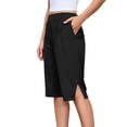 thumbnail image 1 of Livrdious Bermuda Shorts for Women High Waisted Wide Leg Loose Fit Shorts Womens Summer Linen Shorts with Pockets, Knee Length, S–5X, 1 of 8