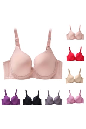 Womens Lightly Padded Underwire T-Shirt Bra Full Coverage Supportive Bras for Comfort Daily Wear, Adjustable Spaghetti Strap, 34B-44D