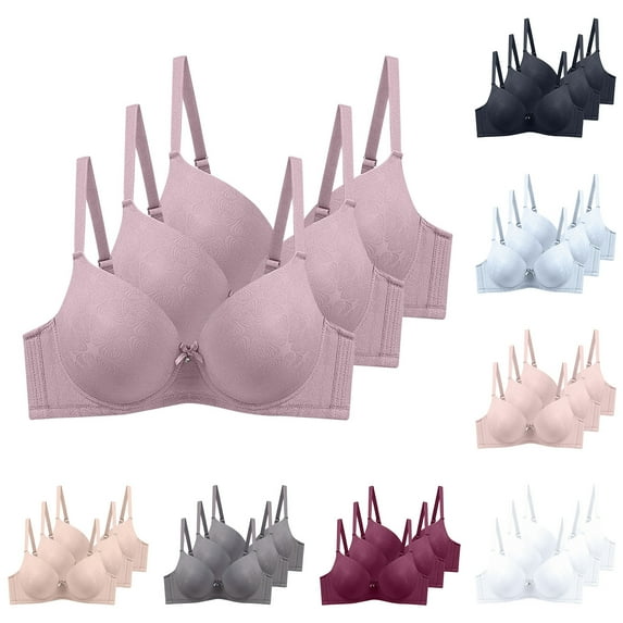 Txenfivo Women's Full Coverage Underwire Push Up Bra, Lightly Lined Smooth T-Shirt Bra for Comfort, Plus Size Bras Available, 3 Pack, 38B to 48DD