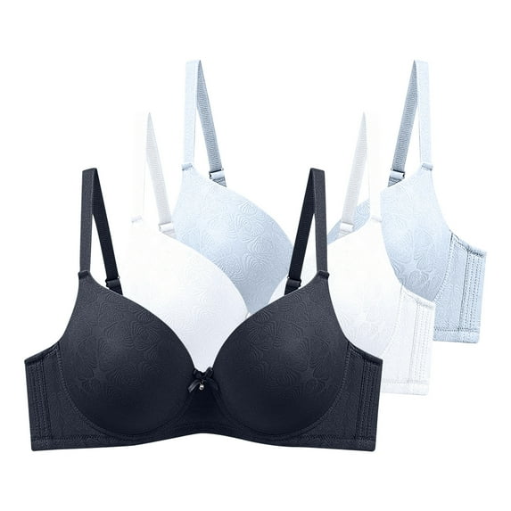 Txenfivo Women's Full Coverage Underwire Push Up Bra, Lightly Lined Smooth T-Shirt Bra for Comfort, Plus Size Bras Available, 3 Pack, 38B