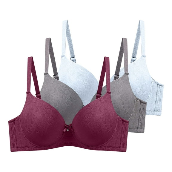 Txenfivo Women's Full Coverage Underwire Push Up Bra, Lightly Lined Smooth T-Shirt Bra for Comfort, Plus Size Bras Available, 3 Pack, 38D