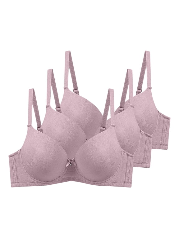 Women's Full Coverage Underwire Push Up Bra, Lightly Lined Smooth T-Shirt Bra for Comfort, Plus Size Bras Available, 3 Pack, 42D