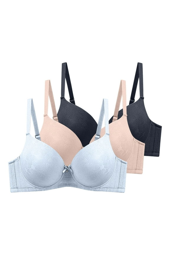 Women's Full Coverage Underwire Push Up Bra, Lightly Lined Smooth T-Shirt Bra for Comfort, Plus Size Bras Available, 3 Pack, 44DD