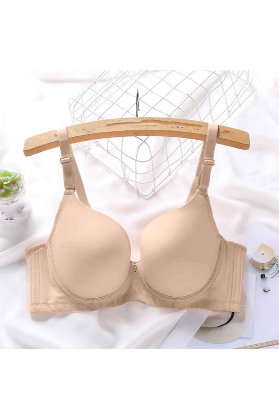 Women’s Lightly Padded Underwire T-Shirt Bra Full Coverage Supportive Bras for Comfort Daily Wear, Adjustable Spaghetti Strap, 34B-44D