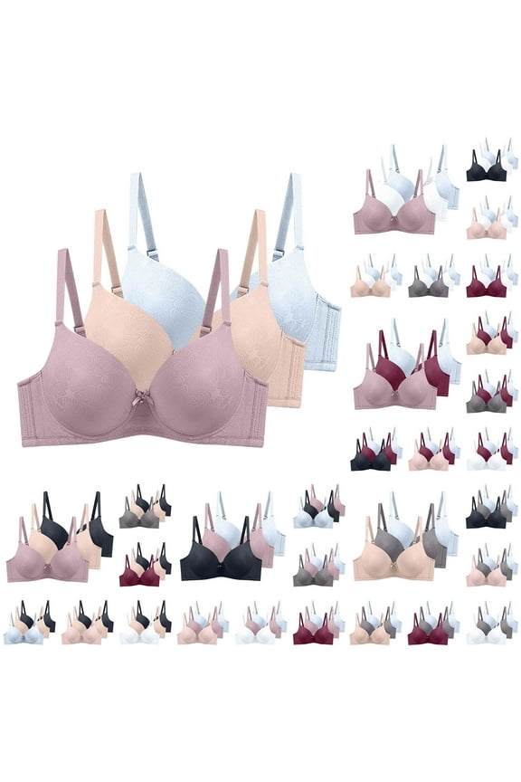 Women's Underwire T-Shirt Bra , Lightly Lined, Full Coverage, Adjustable Straps, 3 Pack, 38B–48DD