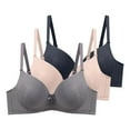 thumbnail image 1 of Txenfivo Women's Push Up Plunge Bra Underwire Full Coverage Lightly Lined Comfortable Smoothing T-Shirt Bra with Adjustable Spaghetti Strap, 3 Pack,42C, 1 of 8