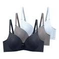 thumbnail image 1 of Txenfivo Women's Push Up Plunge Bra Underwire Full Coverage Lightly Lined Comfortable Smoothing T-Shirt Bra with Adjustable Spaghetti Strap, 3 Pack,42D, 1 of 4