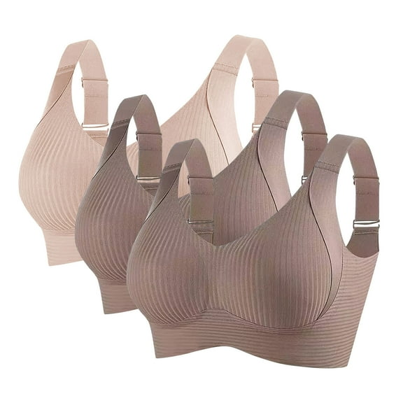 Txenfivo Women's Wireless Bras with Side Support Full Coverage Push Up Padded Bralettes Seamless T-Shirt Bra for Women Daily Comfort, 3-pack, 34B-44C