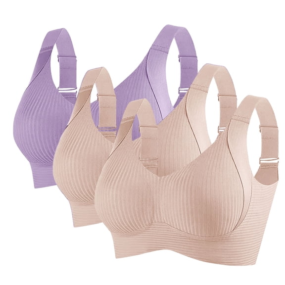 Txenfivo Women's Wireless Bras with Side Support Full Coverage Push Up Padded Bralettes Seamless T-Shirt Bra for Women Daily Comfort, 3-pack, 34B-44C