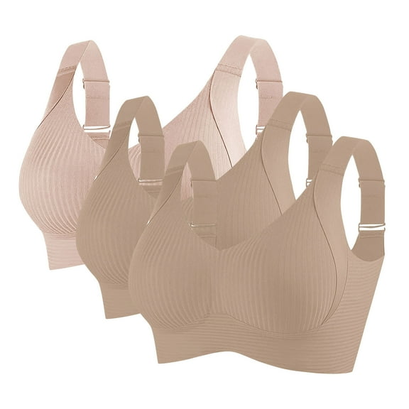 Txenfivo Women's Wireless Bras with Side Support Full Coverage Push Up Padded Bralettes Seamless T-Shirt Bra for Women Daily Comfort, 3-pack, 34B-44C