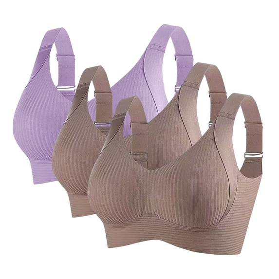 Txenfivo Women's Wireless Bras with Side Support Full Coverage Push Up Padded Bralettes Seamless T-Shirt Bra for Women Daily Comfort, 3-pack, 34B-44C