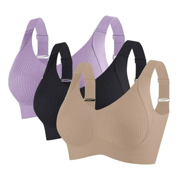 Txenfivo Women's Wireless Bras with Side Support Full Coverage Push Up Padded Bralettes Seamless T-Shirt Bra for Women Daily Comfort, 3-pack, 34B-44C