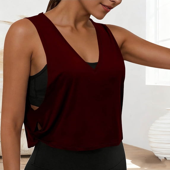 Livrdious Womens Workout Cropped Tank Tops Loose Fit Large Armhole Sleeveless Shirts for Sport Athletic Yoga Running Gym