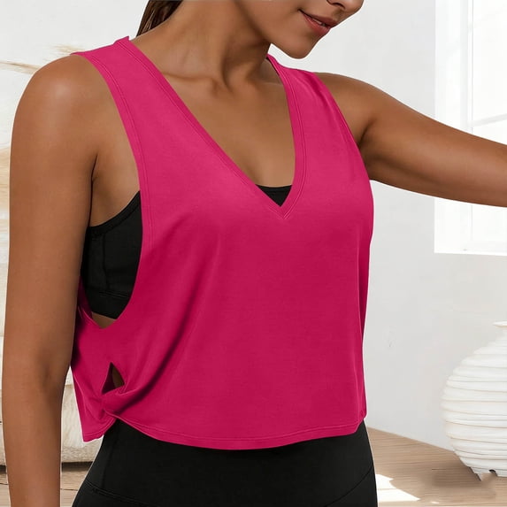 Livrdious Womens Workout Cropped Tank Tops Loose Fit Large Armhole Sleeveless Shirts for Sport Athletic Yoga Running Gym