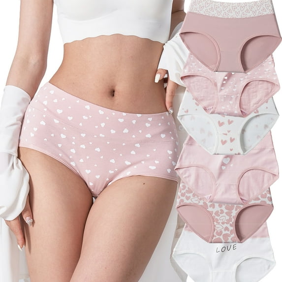 Txenfivo Womens Underwear Cotton Briefs Panties for Women, Seamless Big Girls No Show Panties, 6 Pack, High Waist, M-XXL