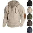 thumbnail image 1 of Txeol 1/4 Zip Pullover Mens Big and Tall Corduroy Hooded Sweatshirt Color Block Outdoor Athletic Drawstring Hoodies,M Black, 1 of 7