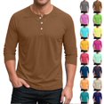 thumbnail image 1 of Txeol 3/4 Sleeve Blouse for Men Solid Casual Button V Neck Henley Shirts Cotton Comfy Workout Tees Tops,Blue,M, 1 of 6