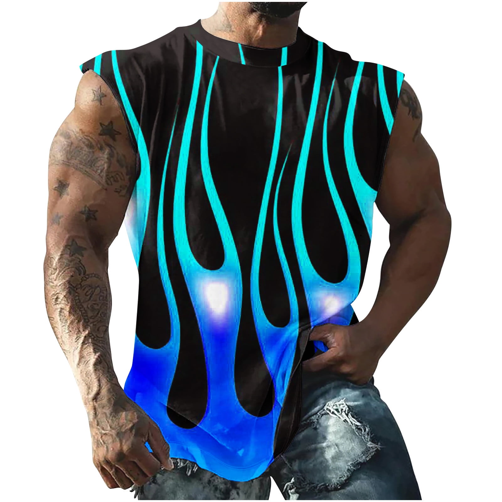 Txeol 3D Tank Tops for Men,Mens Sleeveless Tank Tops Workout Cut Off Shirts Muscle Gym T Shirts