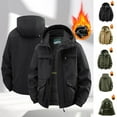 thumbnail image 1 of Txeol Army Green Cargo Hooded Jacket Men Fleece Lined Zip Up Jackets with Multi Pockets Outdoor Thicken Warm Coats,L, 1 of 10