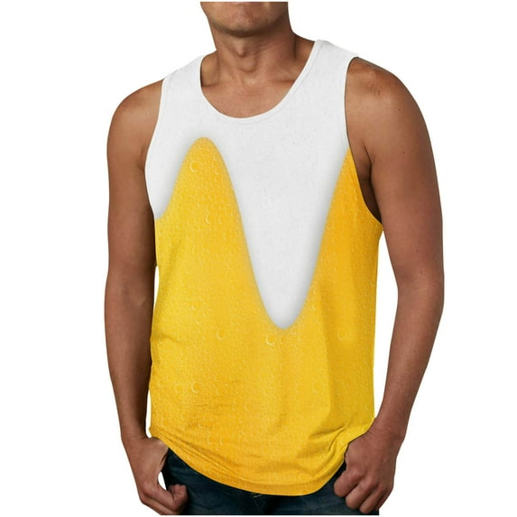 Txeol Big and Tall Mens Graphic Tank Top Summer 3D Beer Festival Theme Quick Dry Sleeveless Tee Shirt Novelty Gym Workout Tank Shirts Clearance Sale 2024