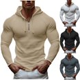 thumbnail image 1 of Txeol Big Tall Quarter Zip Pullover Men Muscle Fit Athletic Workout Gym Hoodie Long Sleeve Lightweight Sweatshirts,Khaki,L, 1 of 8