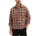 thumbnail image 1 of Txeol Big and Tall Button Down Shirts for Men Vintage Plaid Long Sleeve Shirt Casual Lapel Business Office Tops with Pocket,Brown,M, 1 of 8