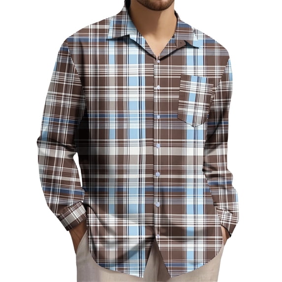 Txeol Big and Tall Dress Shirts for Men Wrinkle Free Business Casual Tops Long Sleeve Button Down Plaid Shirts with Pocket,Multicolor,L