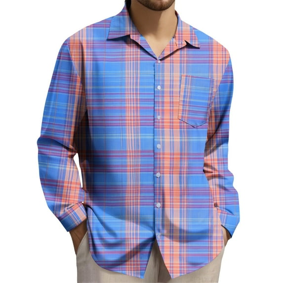 Txeol Big and Tall Plaid Shirts for Men Regular-Fit Wrinkle Free Dress Shirts Button Down Long Sleeve Business Tops with Pocket,Multicolor XXXXL