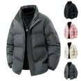 thumbnail image 1 of Txeol Black Puffer Jacket Men No Hood Winter Padded Jackets Zip Upper Windproof Waterproof Outwear Coat with Pockets,M, 1 of 10