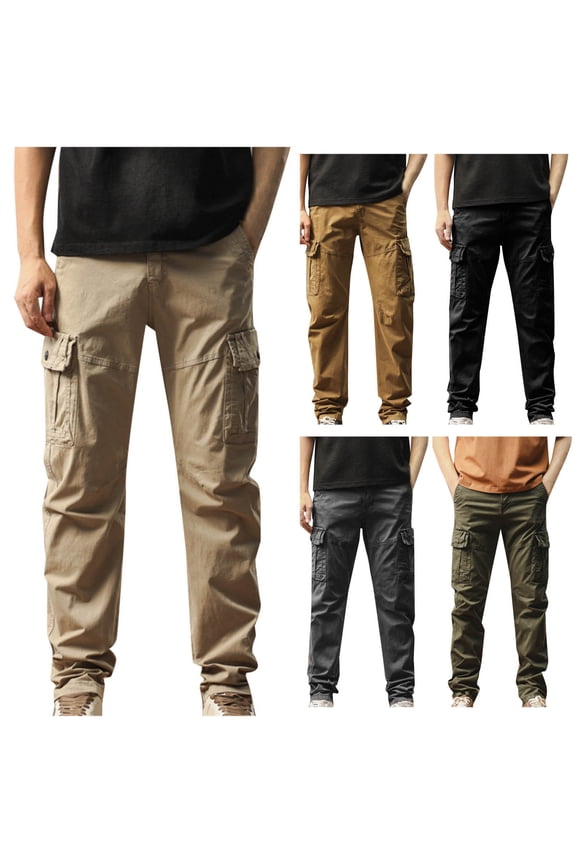 Black Tactical Cargo Pants for Men Stretch Elastic Waist Pants Outdoor Lightweight Work Hiking Pant with Pockets,M