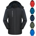 thumbnail image 1 of Txeol Black Zip Up Windbreaker Men Waterproof Ski Snow Hooded Jackets with Pockets Winter Thicken Warm Raincoats,XXL, 1 of 4