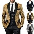 thumbnail image 1 of Txeol Blue Sequin Shiny Suit Jacket for Men One Button Slim Fit Sparkly Blazers Tuxedo for Wedding Prom Party 2025,M, 1 of 5