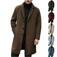 thumbnail image 1 of Txeol Brown Trench Coat Men Notched Collar Single Breasted Wool Jacket Business Casual Winter Warm Slim Fit Pea Coats with Pockets,S, 1 of 9