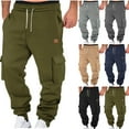 thumbnail image 1 of Txeol Cargo Tapered Sweatpants Men Big and Tall Elastic Waist Drawstring Pants with Multi-Pockets,Navy,XXXL, 1 of 7