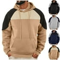 thumbnail image 1 of Txeol Drawstring Hoodie Men Colorblock Long Sleeve Pullover Casual Textured Patchwork Athletic Sweatshirts with Pocket,Black,L, 1 of 8