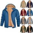 thumbnail image 1 of Txeol Fleece Hoodie for Men Winter Zip Up Sweatshirt Jacket Sherpa Lined Heavyweight Warm Hoodies with Pockets,Red,XXXL, 1 of 10