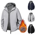 thumbnail image 1 of Txeol Fleece Lined Hooded Jacket for Men Warm Winter Zip Up Long Sleeve Coats Outdoor Thicken Outerwear with Pockets,Blue,L, 1 of 4
