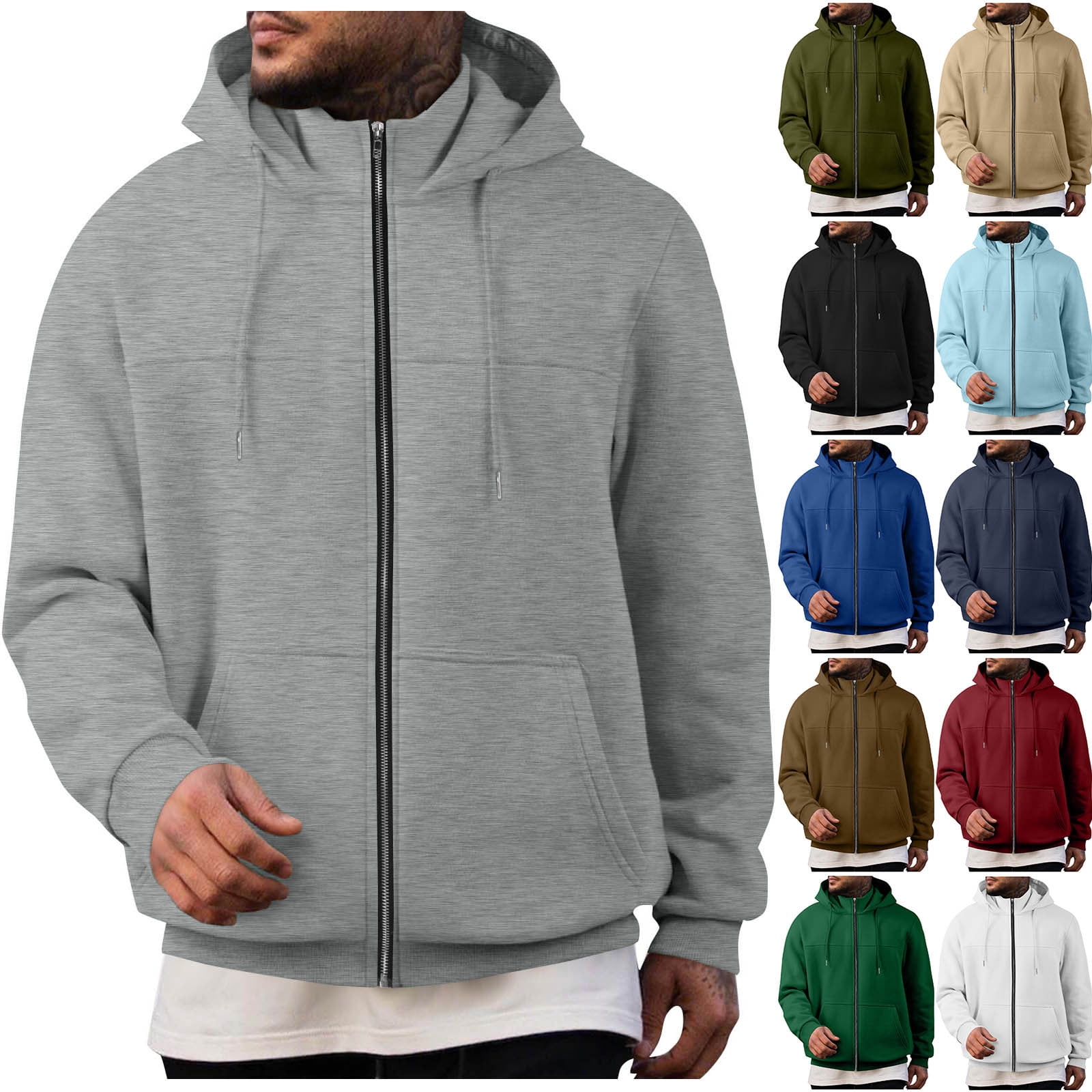 Txeol Fleece Lined Zip Up Hoodie Men Long Sleeve Oversized Jackets