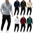 thumbnail image 1 of Txeol Fleece Sets for Men 2 Piece Quarter Zip Sweatshirts Matching Drawstring Cargo Pants with Pockets Fall Winter Lightweight Outdoor Lounge Suits,M,Gray, 1 of 5