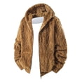 thumbnail image 1 of Txeol Fluffy Fuzzy Jacket Plush Fleece Men Zip Up Hooded Jackets with Pockets Winter Thick Outdoor Warm Coats,Brown,L, 1 of 6