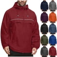 thumbnail image 1 of Txeol Full Zip Rain jacket Men Long Sleeve Waterproof Hoodies with Pockets Lightweight Athletic Workout Windbreaker,Gray S, 1 of 7
