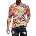 thumbnail image 1 of Txeol Hawaiian Print Tank Top for Men 2024,Men Tank Tops Beach Palm Tree Shirt Big and Tall Vintage Graphic Sleeveless T-Shirt Muscle Tees Shirts Streetwear Top Khaki M, 1 of 5